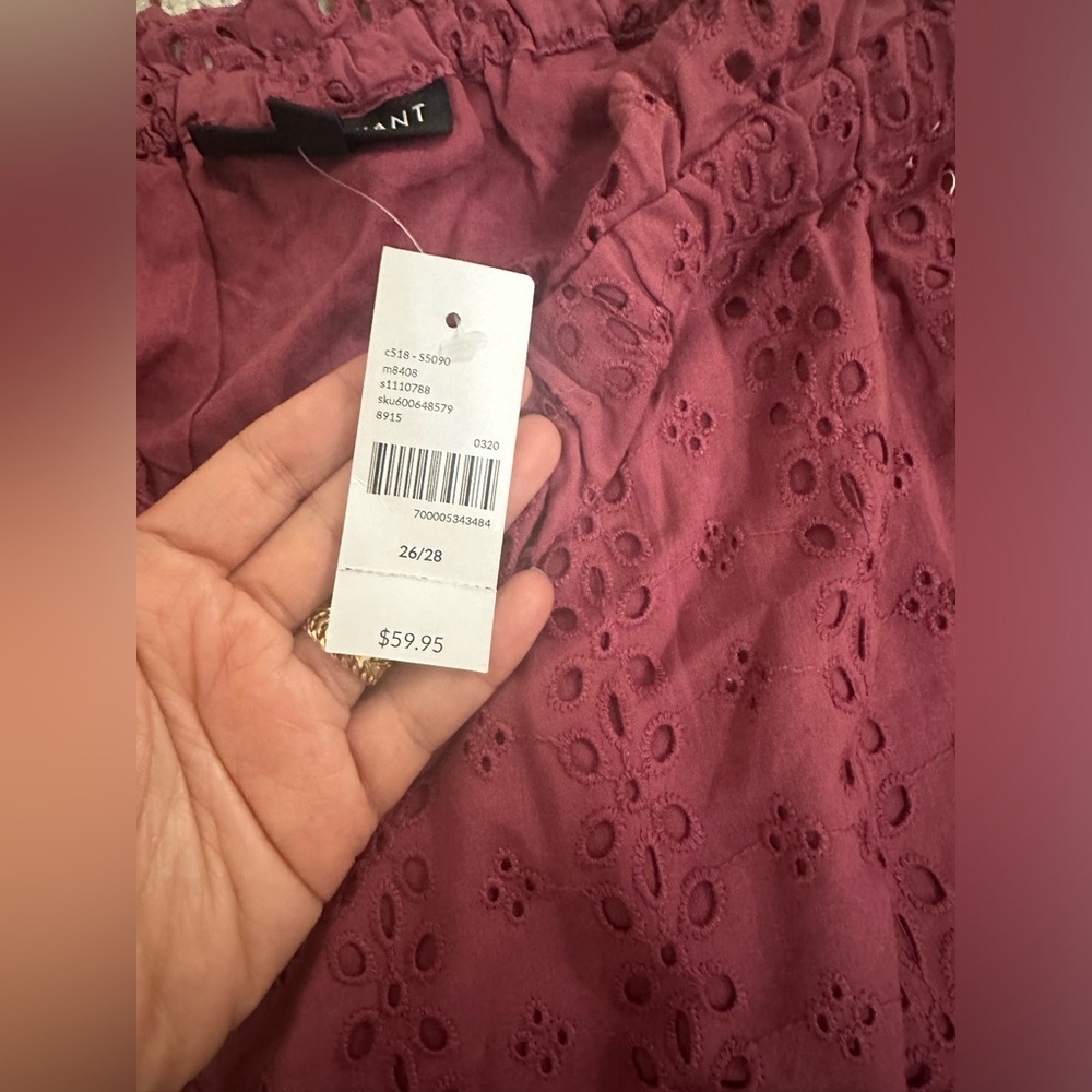 lane bryant 26 28 off the shoulder laser cut maroon long sleeve shirt Trendy - Picture 2 of 8